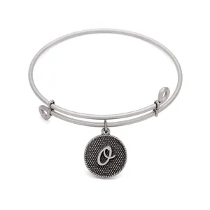 Initial O, Bangle Antique Silver Color Finish