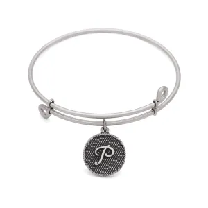 Initial P, Bangle Antique Silver Color Finish