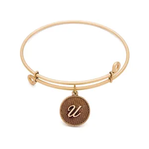 Initial U, Bangle Antique Gold Color Finish