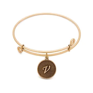 Initial V, Bangle Antique Gold Color Finish