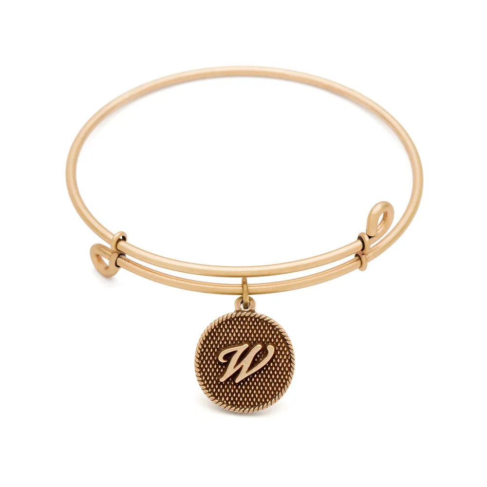 Initial W, Bangle Antique Gold Color Finish