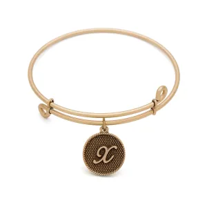 Initial X, Bangle Antique Gold Color Finish