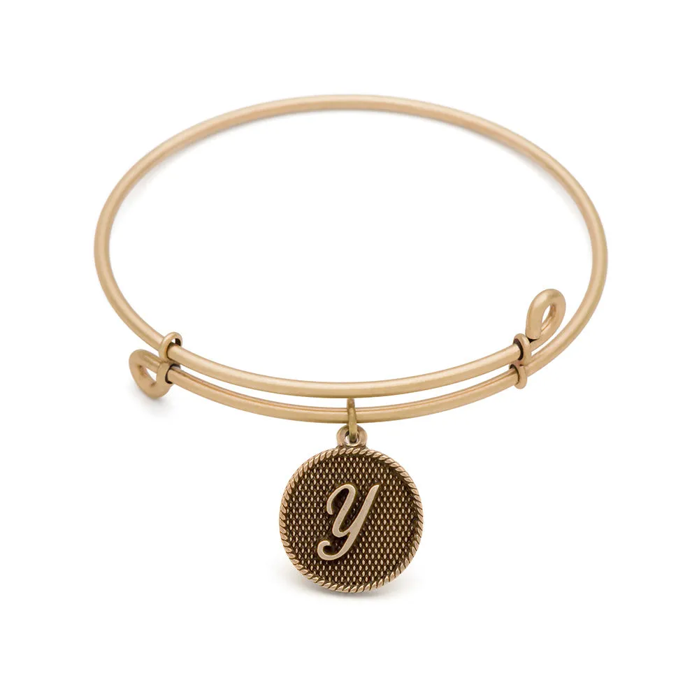 Initial Y, Bangle Antique Gold Color Finish