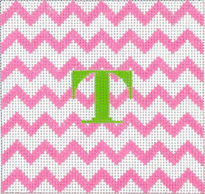 INSSQ4-54 Planet Earth 4” Square Insert – Zigzag – pink on white w/ green letter