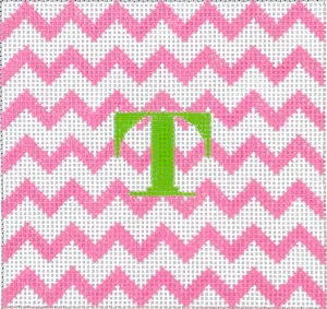INSSQ4-54 Planet Earth 4” Square Insert – Zigzag – pink on white w/ green letter