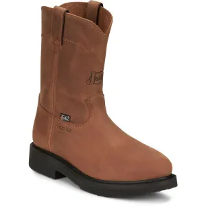 Justin Round- Up Aged Bark Brown Steel Toe