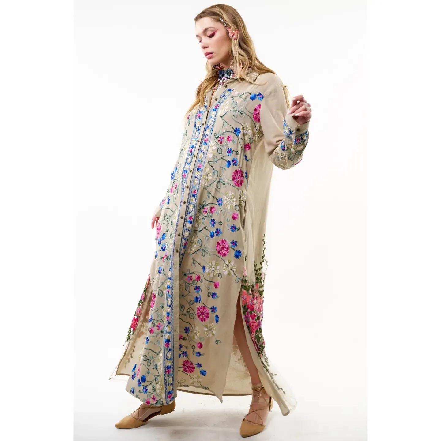 Kensington Embroidered Gardens Maxi Duster / Topper