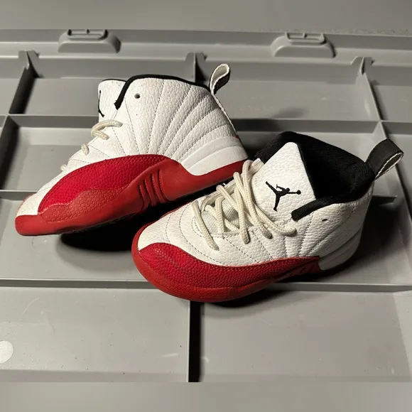 Kids Jordan Red and White Sneakers