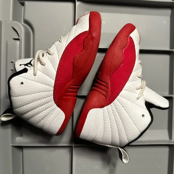 Kids Jordan Red and White Sneakers