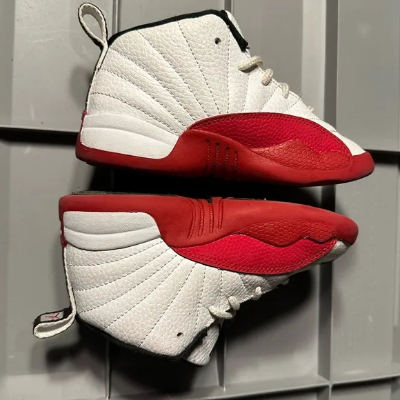 Kids Jordan Red and White Sneakers