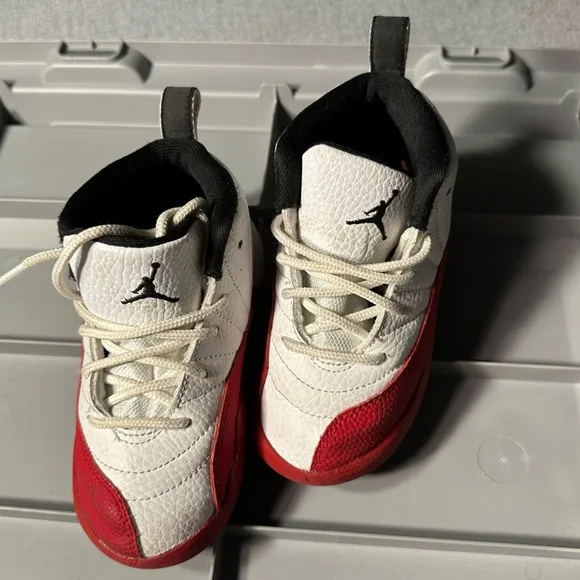 Kids Jordan Red and White Sneakers