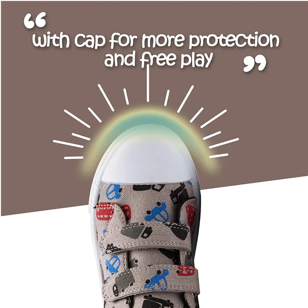Kids Sneakers Boy Canvas Shoes Brown Cars - KKOMFORME