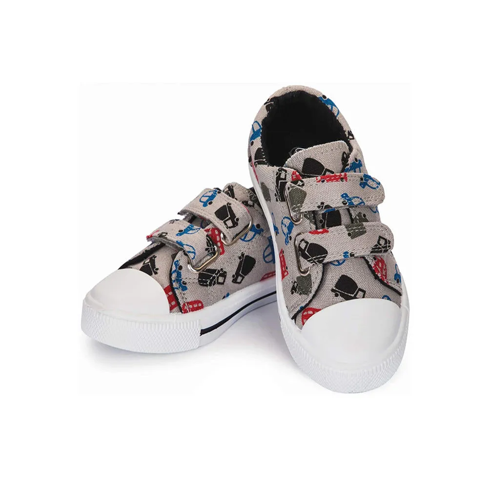 Kids Sneakers Boy Canvas Shoes Brown Cars - KKOMFORME