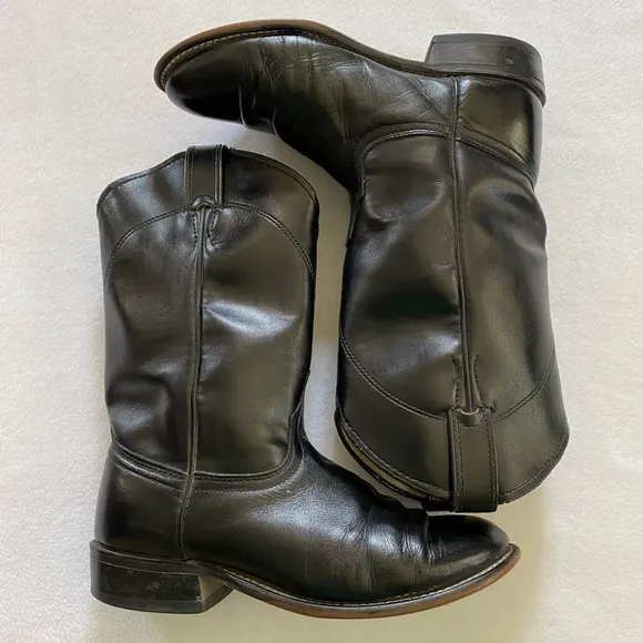 Laredo Women’s Western Cowboy Black Leather Boots Size 6.5 - Made in USA