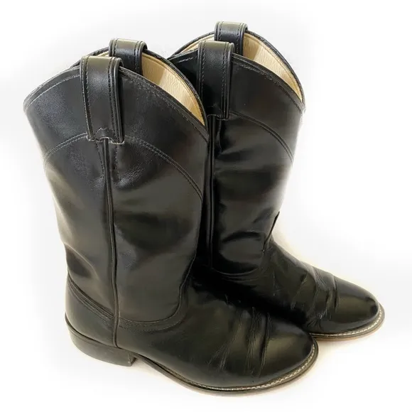 Laredo Women’s Western Cowboy Black Leather Boots Size 6.5 - Made in USA