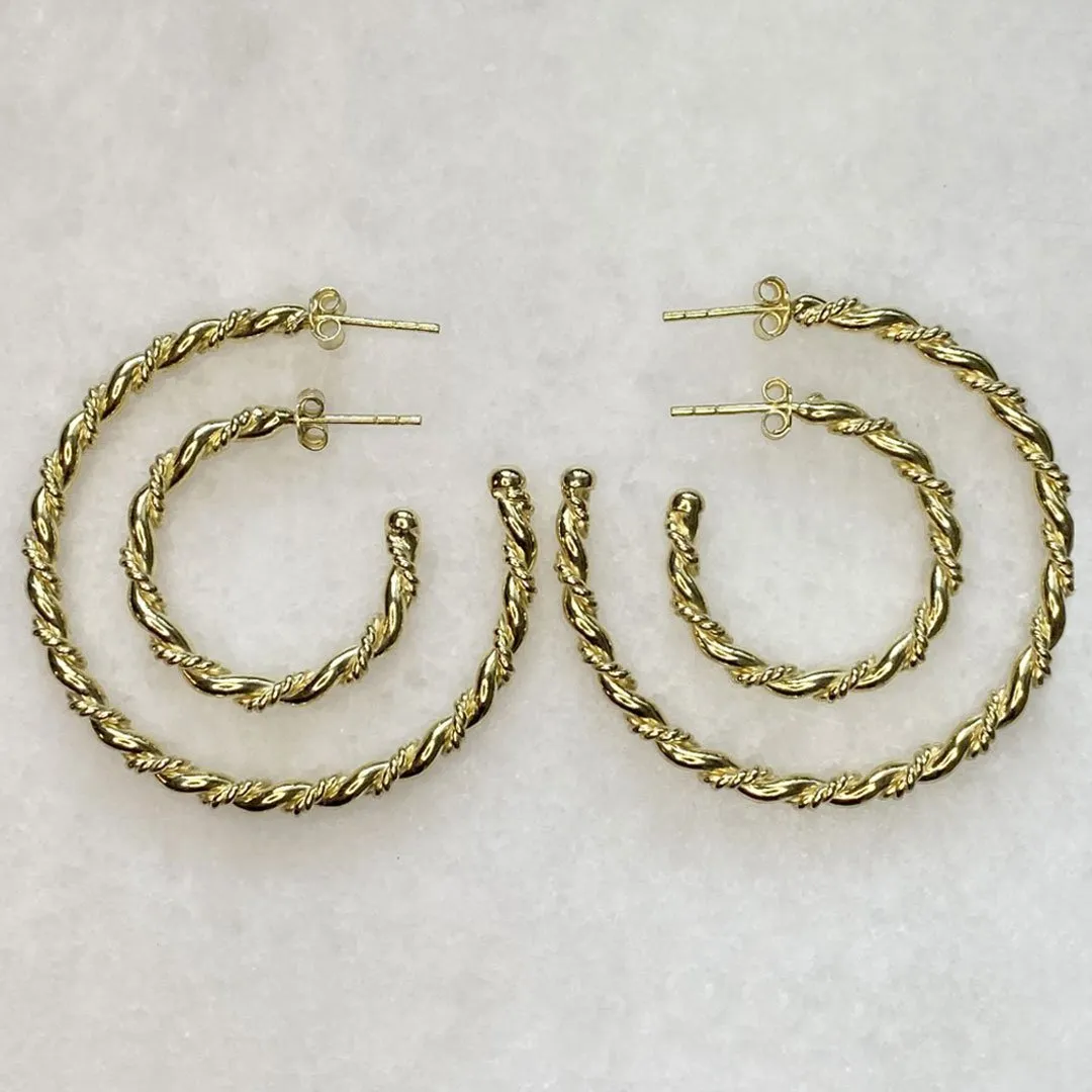 Lariat - Rope Twist Hoop Earring 14K Gold Vermeil