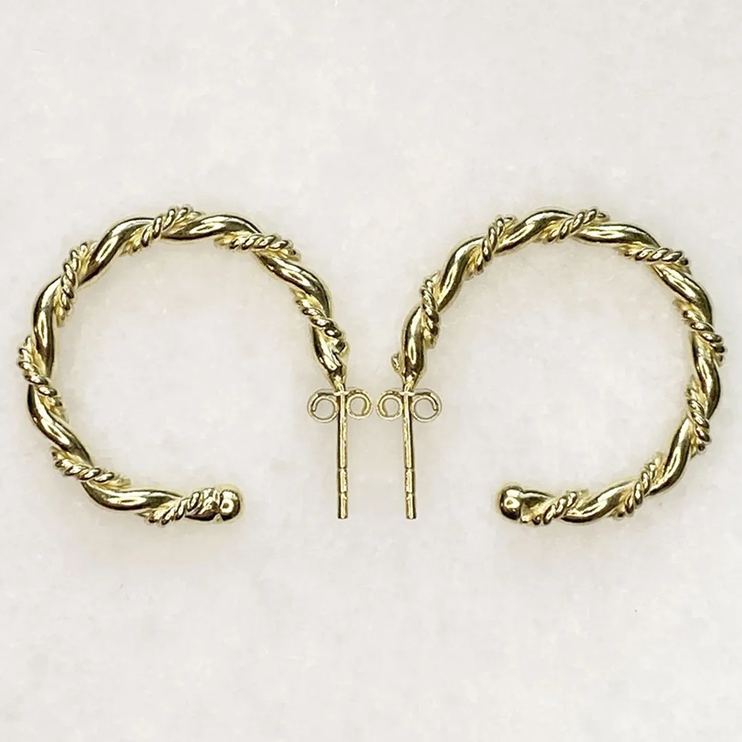 Lariat - Rope Twist Hoop Earring 14K Gold Vermeil