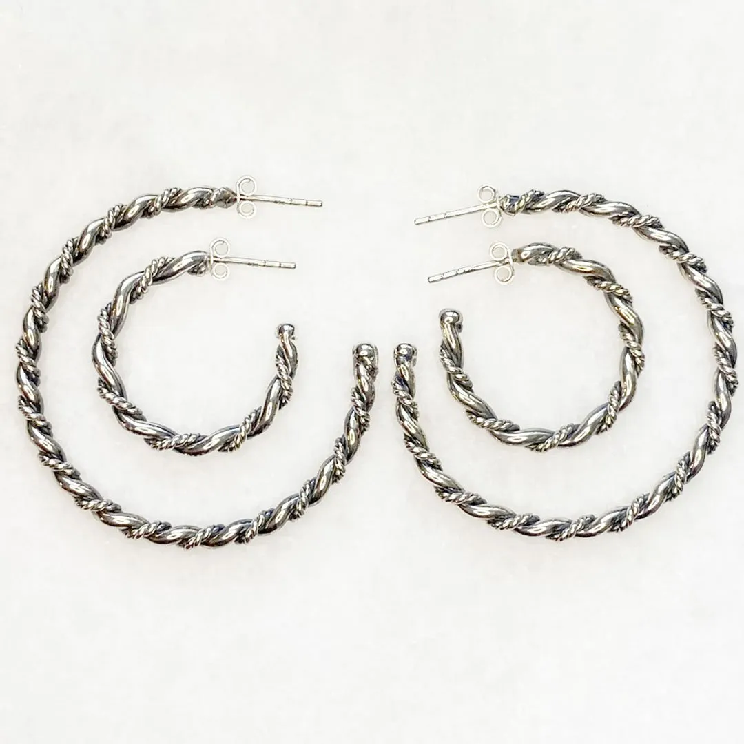 Lariat - Rope Twist Hoop Earring Sterling Silver
