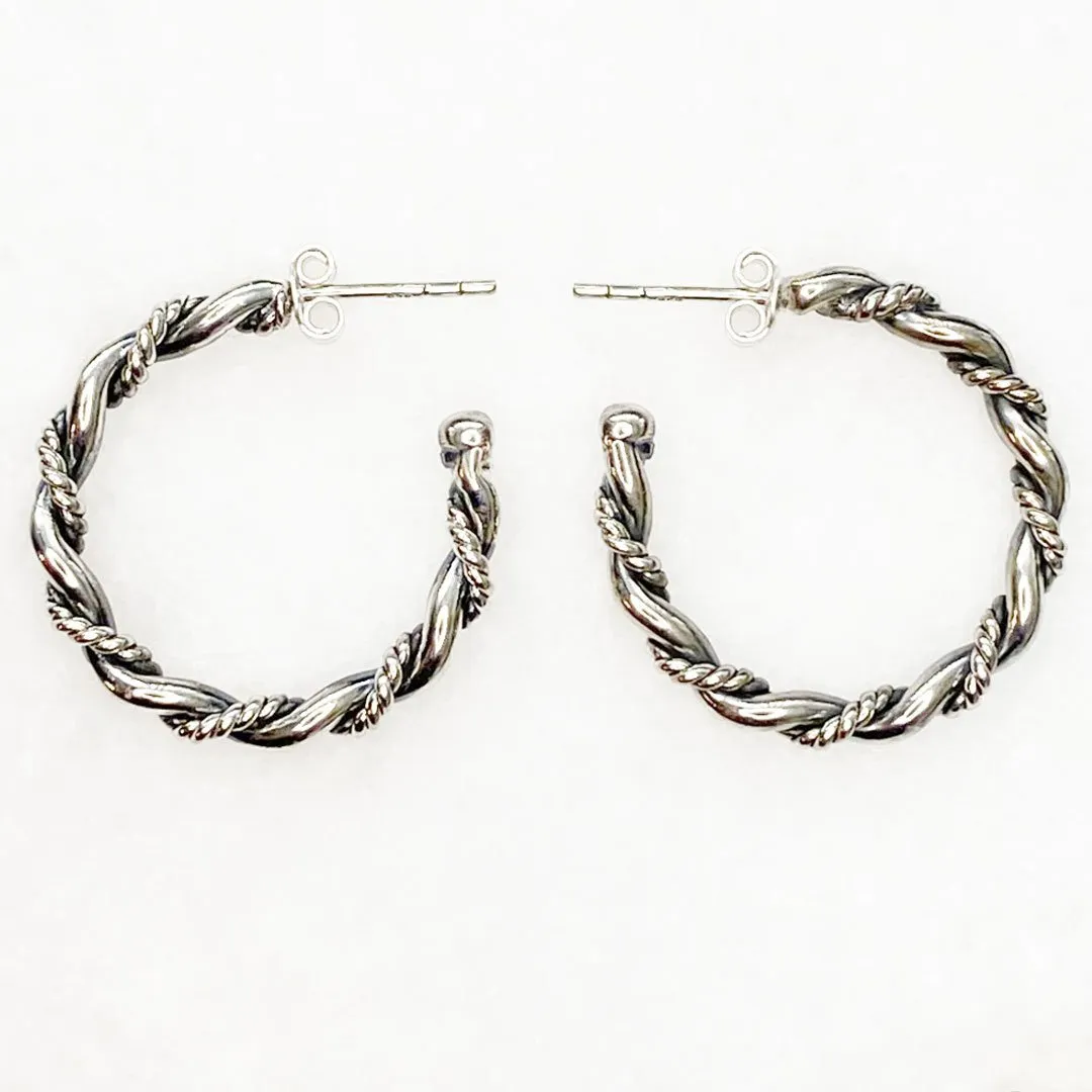 Lariat - Rope Twist Hoop Earring Sterling Silver