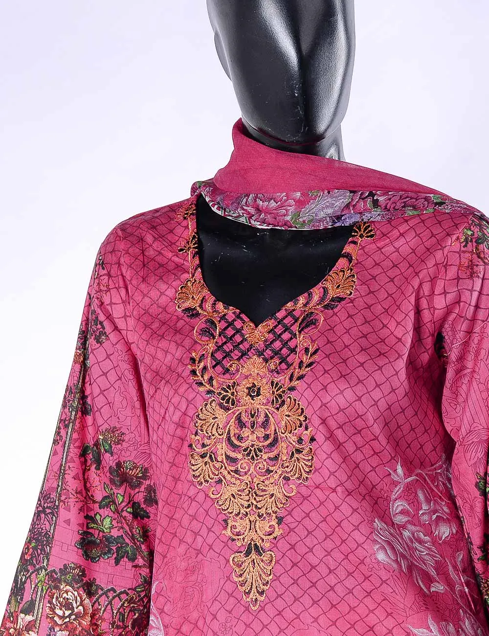 LC-3A - Camellia  |  Unstitched Printed & Embroidered Cambric Dress