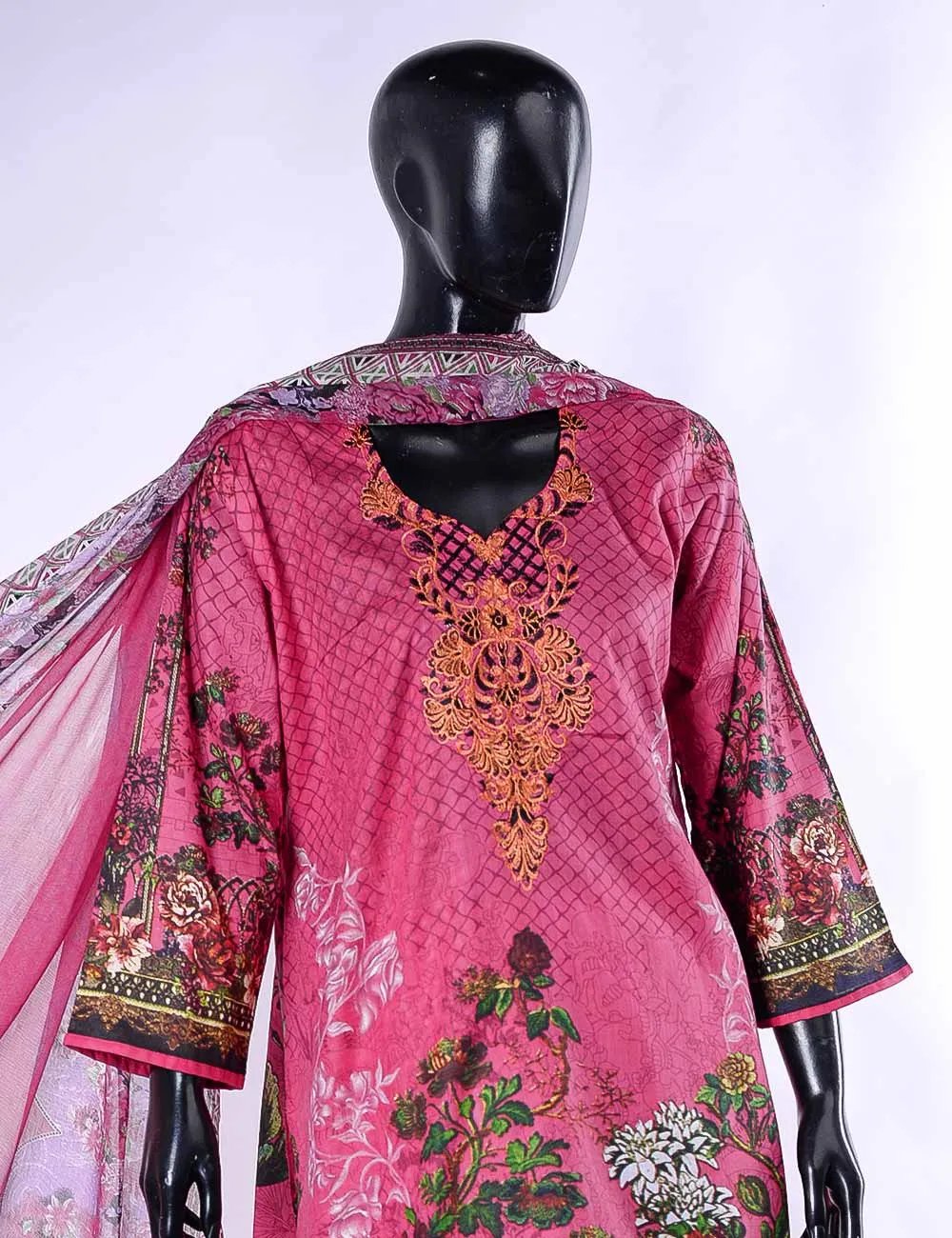 LC-3A - Camellia  |  Unstitched Printed & Embroidered Cambric Dress
