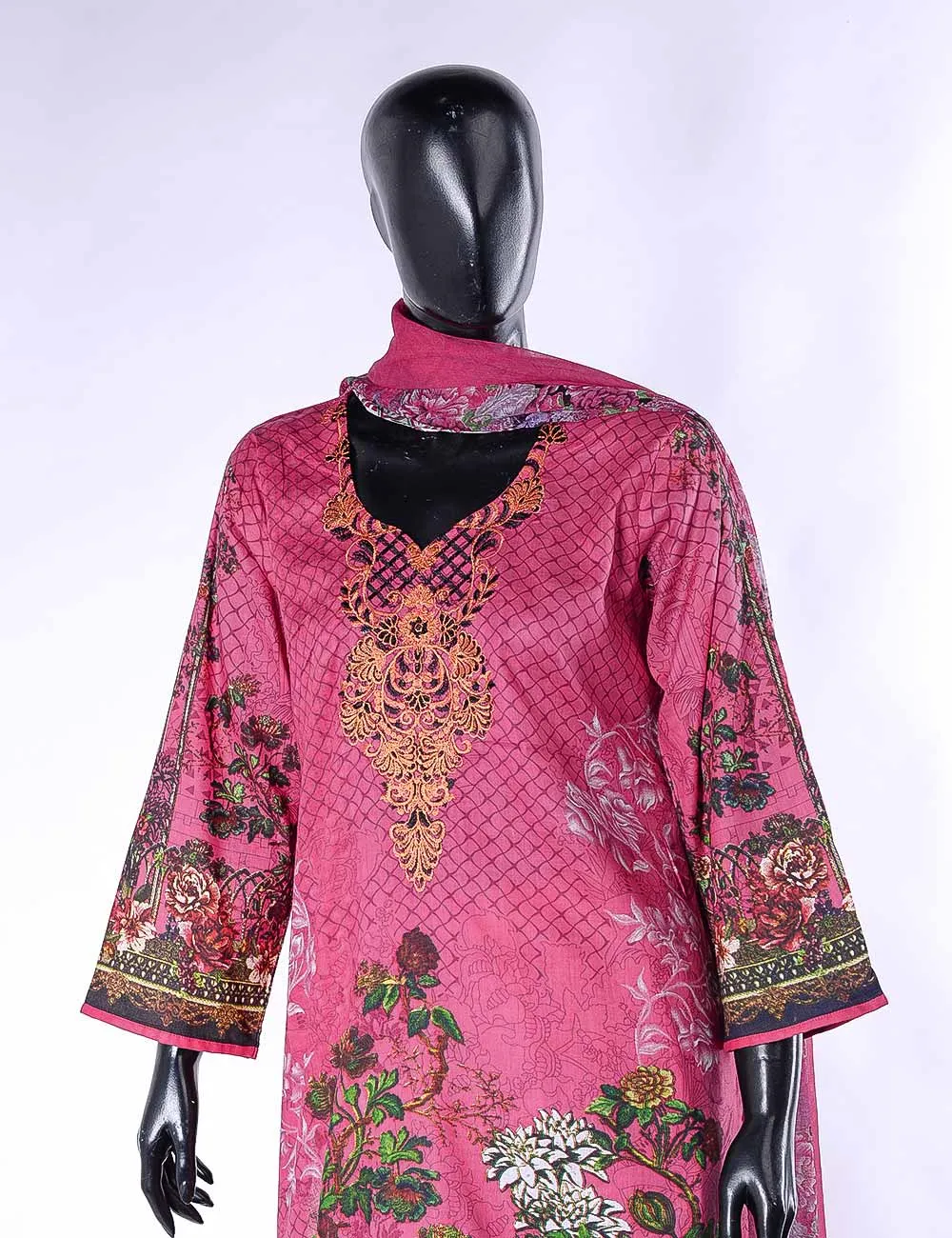 LC-3A - Camellia  |  Unstitched Printed & Embroidered Cambric Dress
