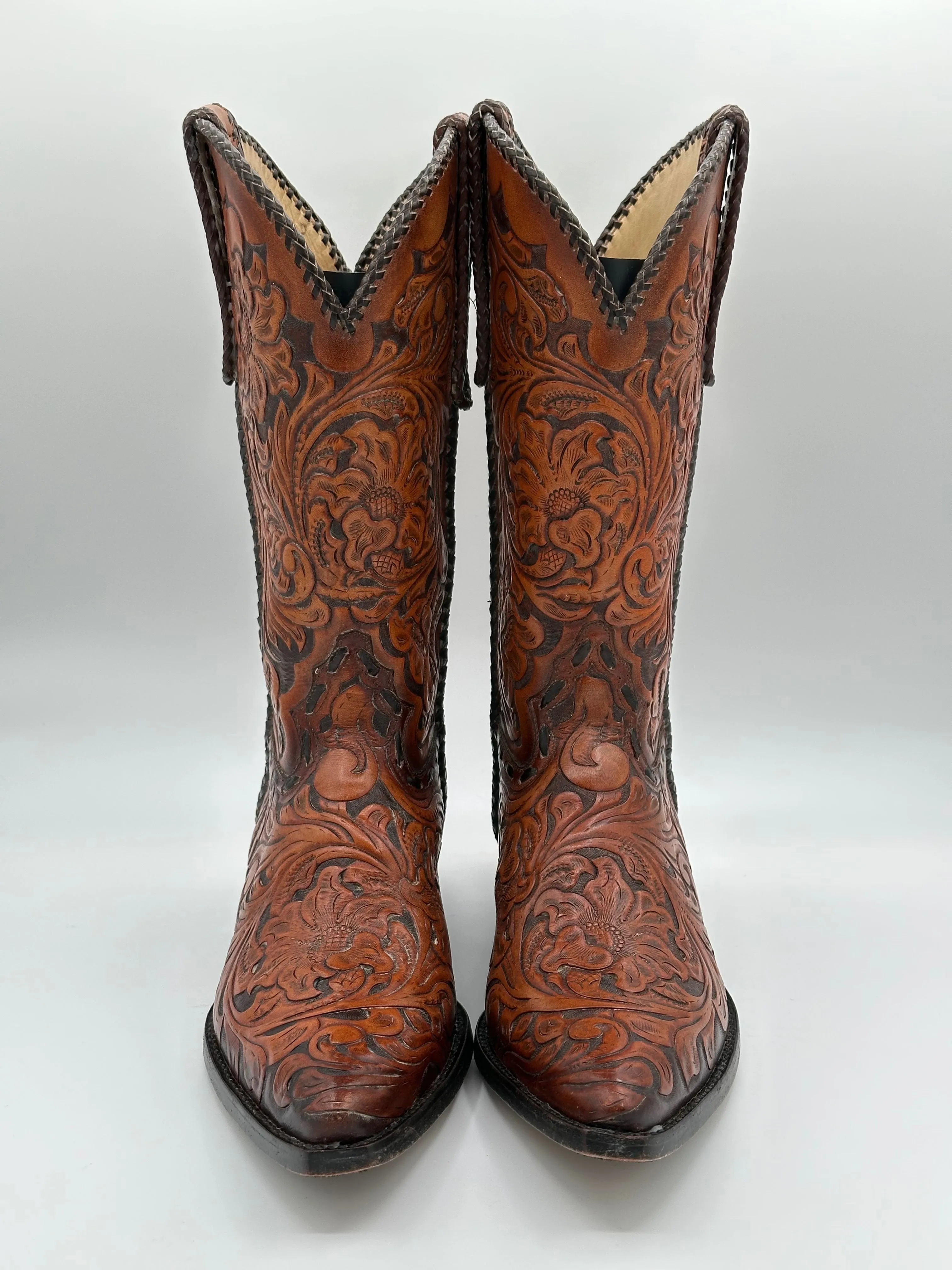Liberty Custom Full Hand Tooled Cowboy Boots size 9.5 D
