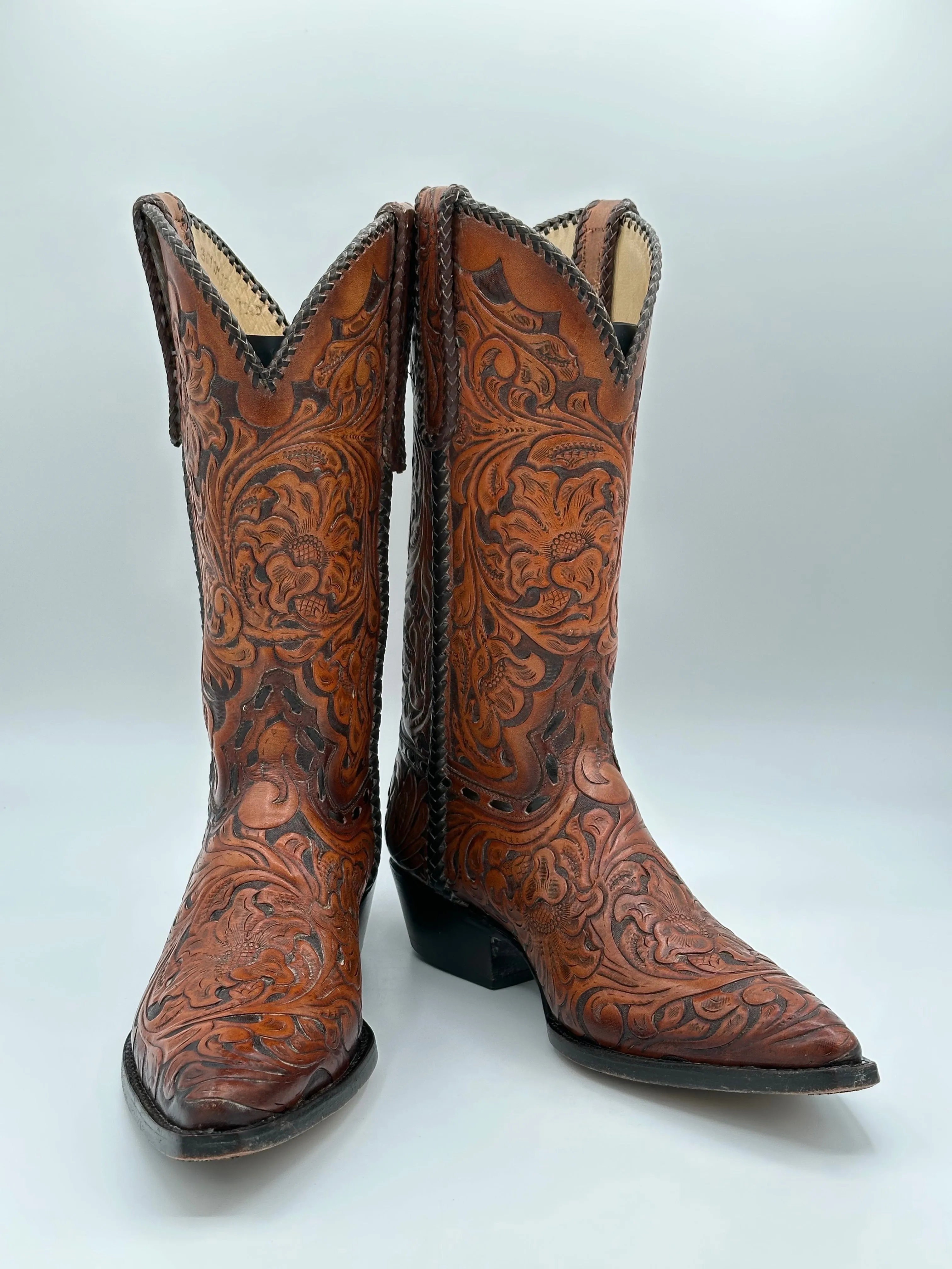 Liberty Custom Full Hand Tooled Cowboy Boots size 9.5 D