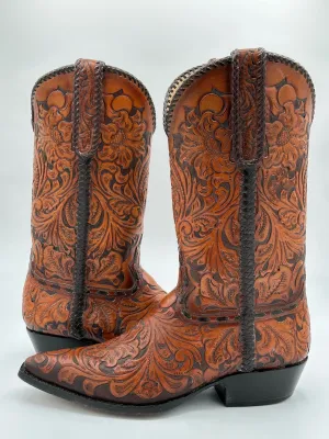 Liberty Custom Full Hand Tooled Cowboy Boots size 9.5 D