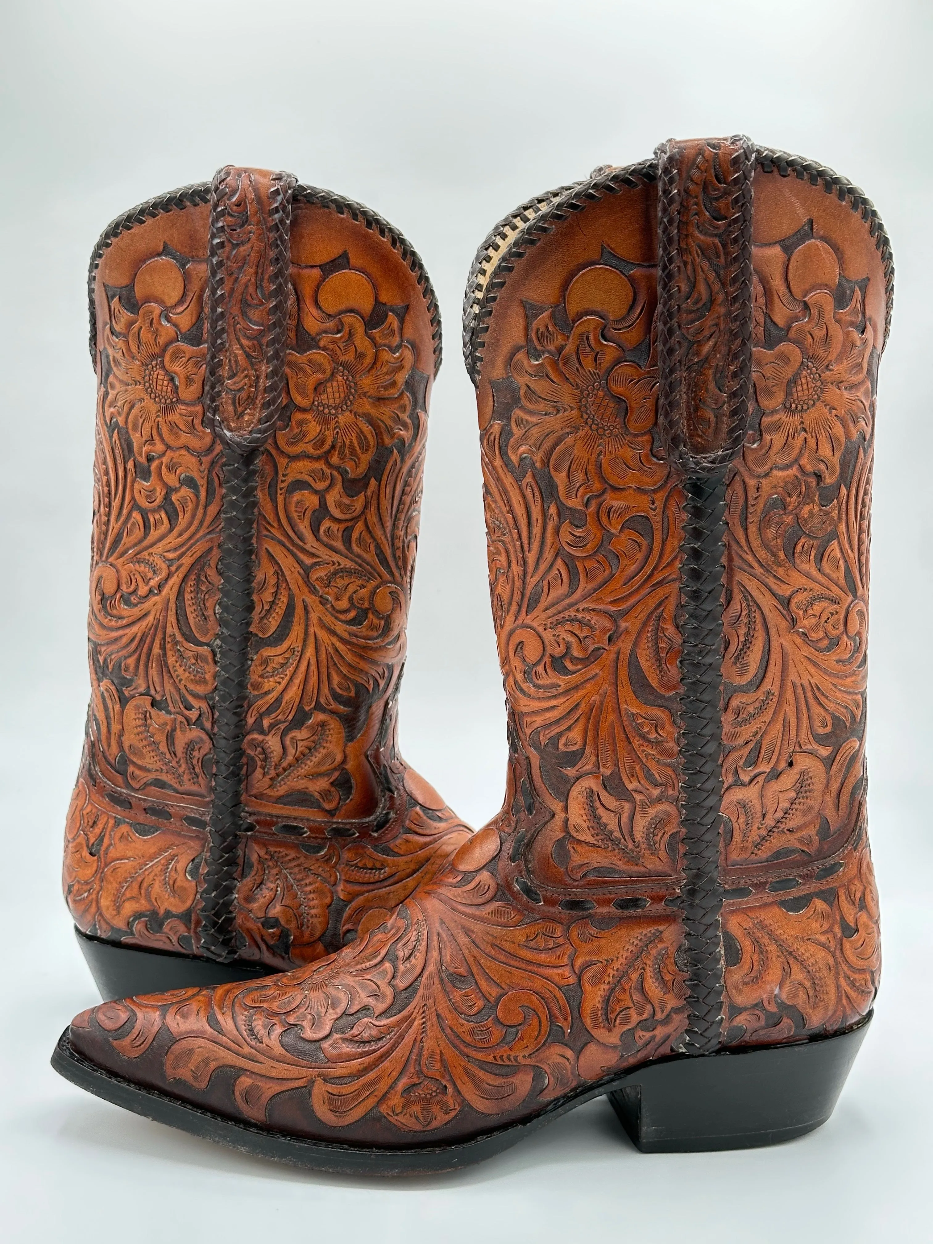 Liberty Custom Full Hand Tooled Cowboy Boots size 9.5 D