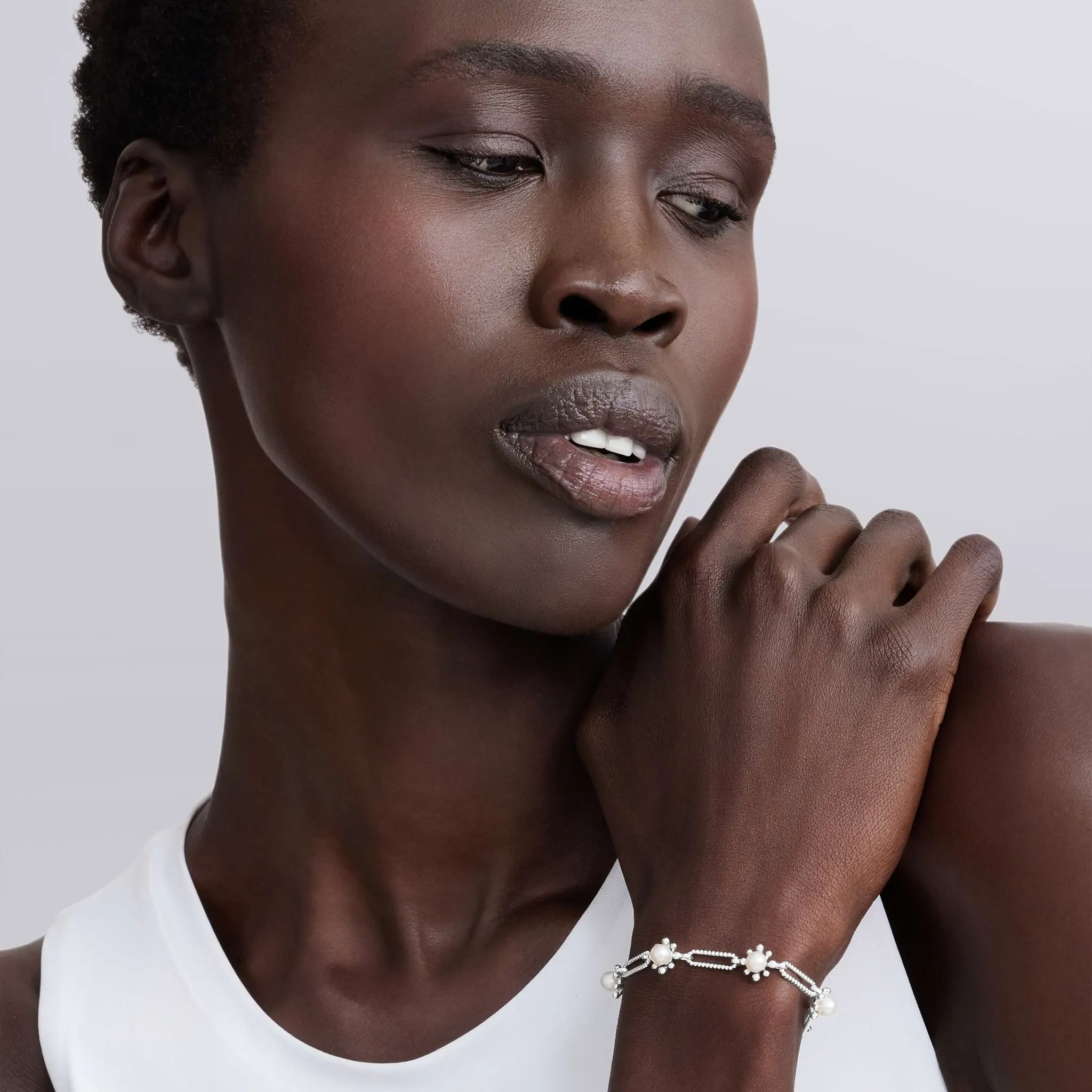 Luna Fleur Pearl Link Bracelet