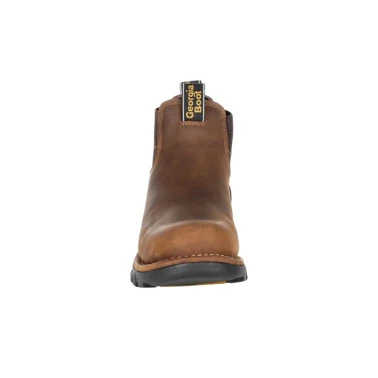 Men's Georgia Boot Eagle One Steel Toe Waterproof Chelsea Brown Work Boot