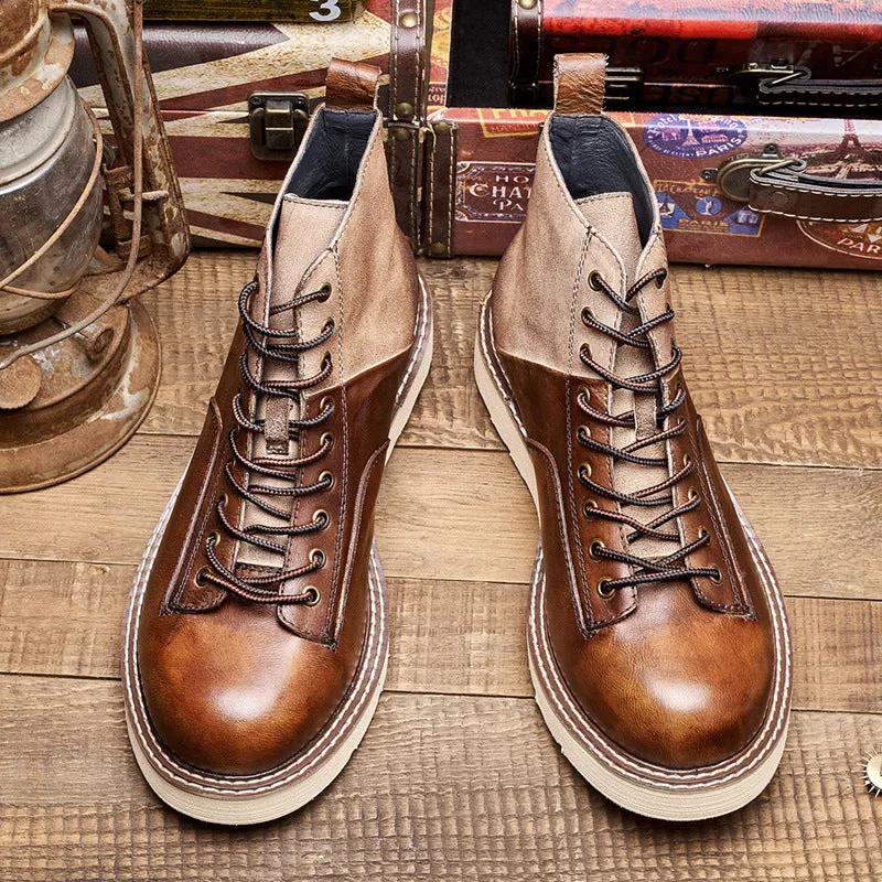 Men's Vintage Leather Motorcycle Ankle Boots
