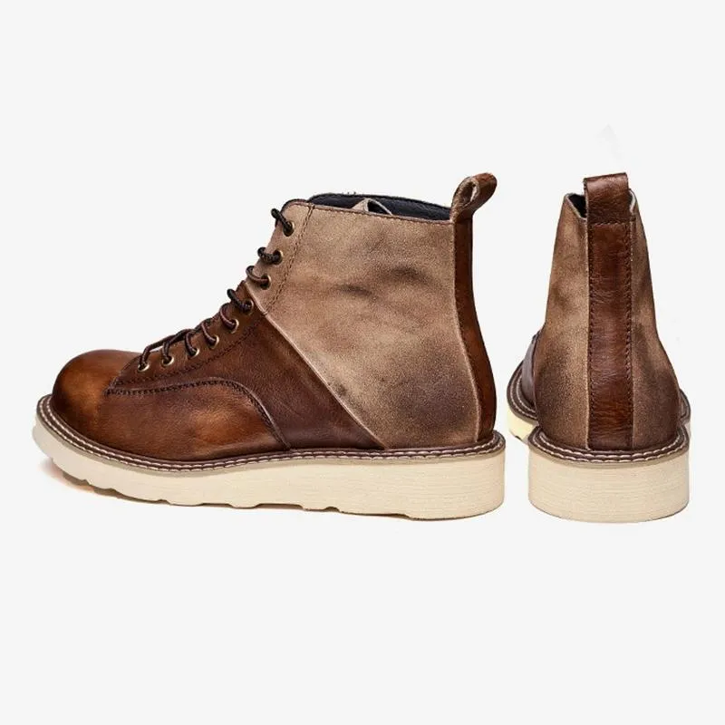 Men's Vintage Leather Motorcycle Ankle Boots