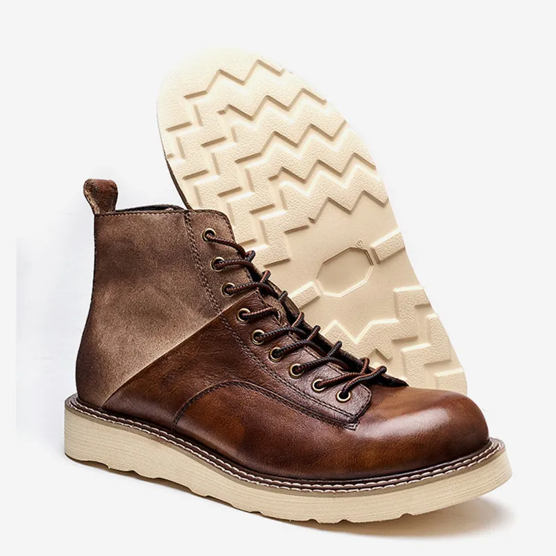 Men's Vintage Leather Motorcycle Ankle Boots