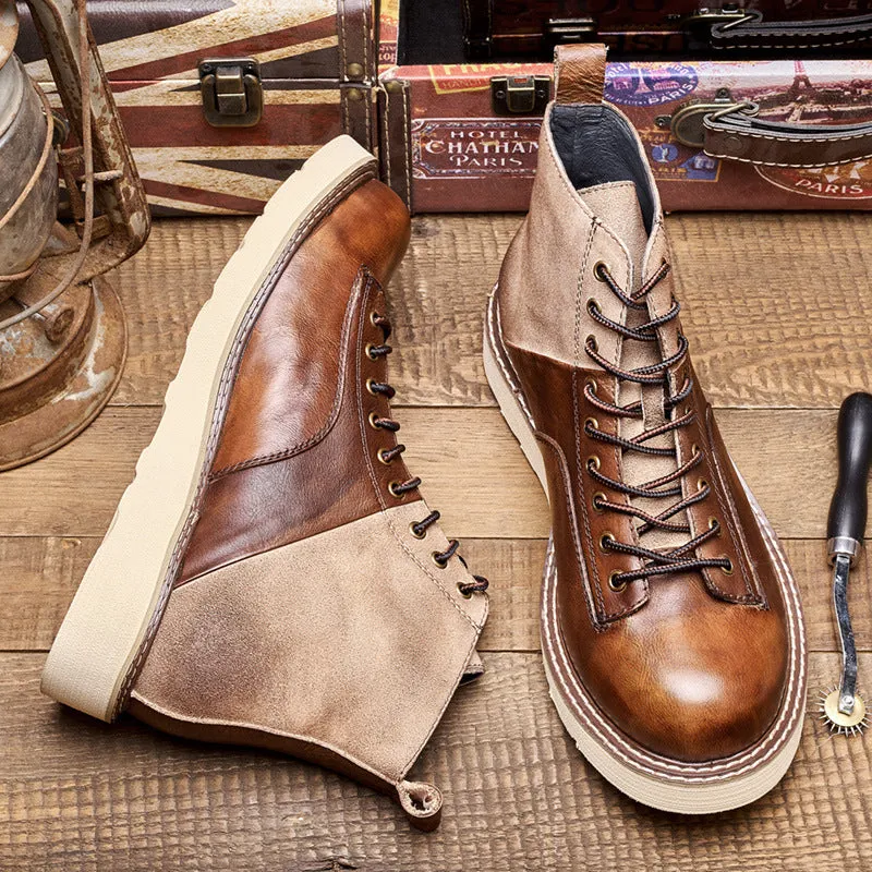 Men's Vintage Leather Motorcycle Ankle Boots