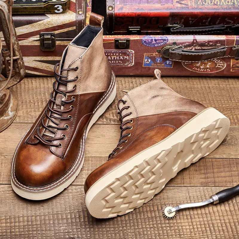 Men's Vintage Leather Motorcycle Ankle Boots