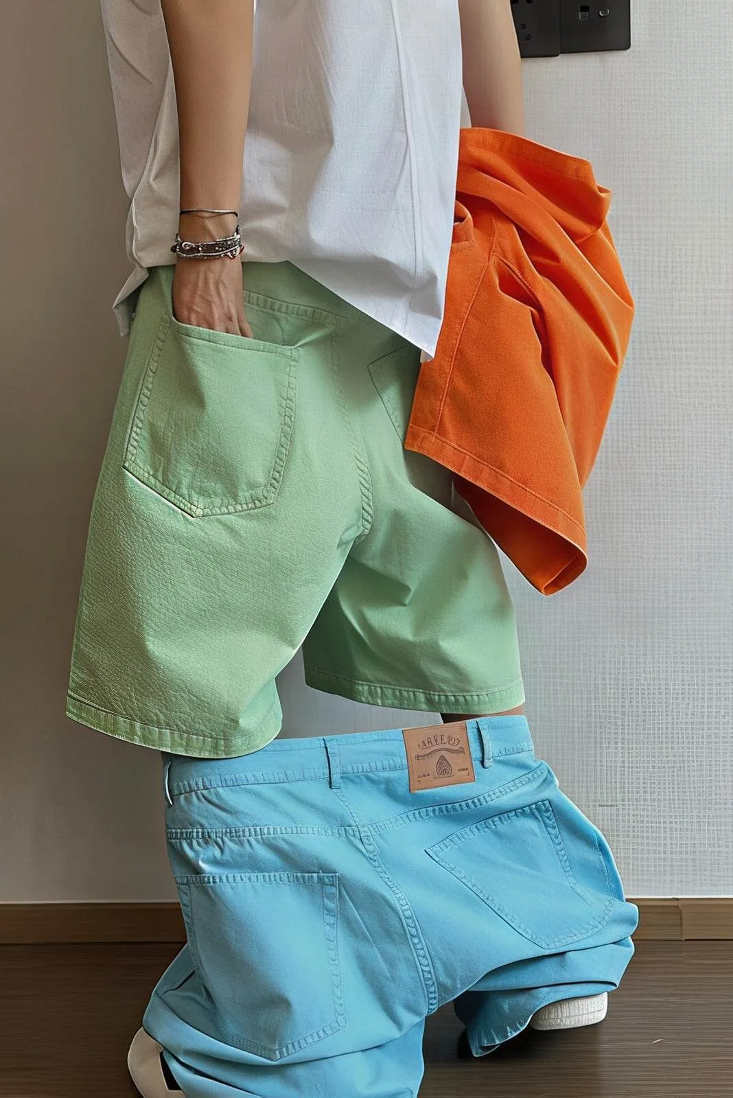 Men's Washed Canvas Shorts - Summer Solid Pastel Colors