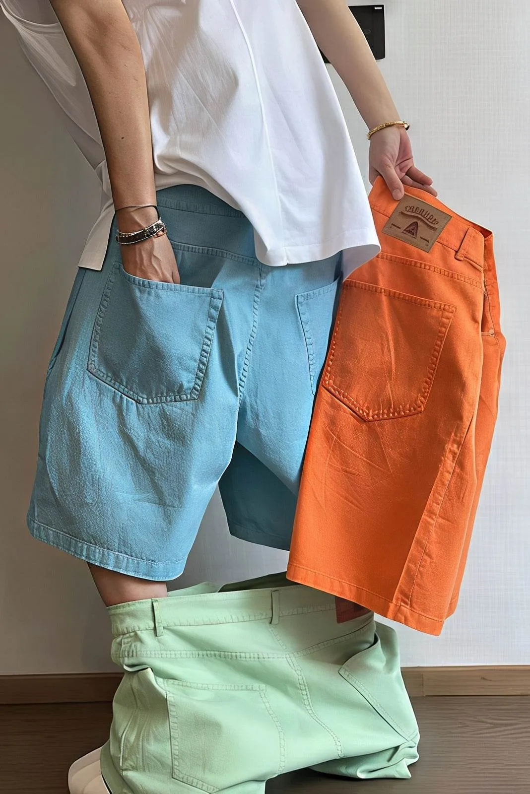 Men's Washed Canvas Shorts - Summer Solid Pastel Colors