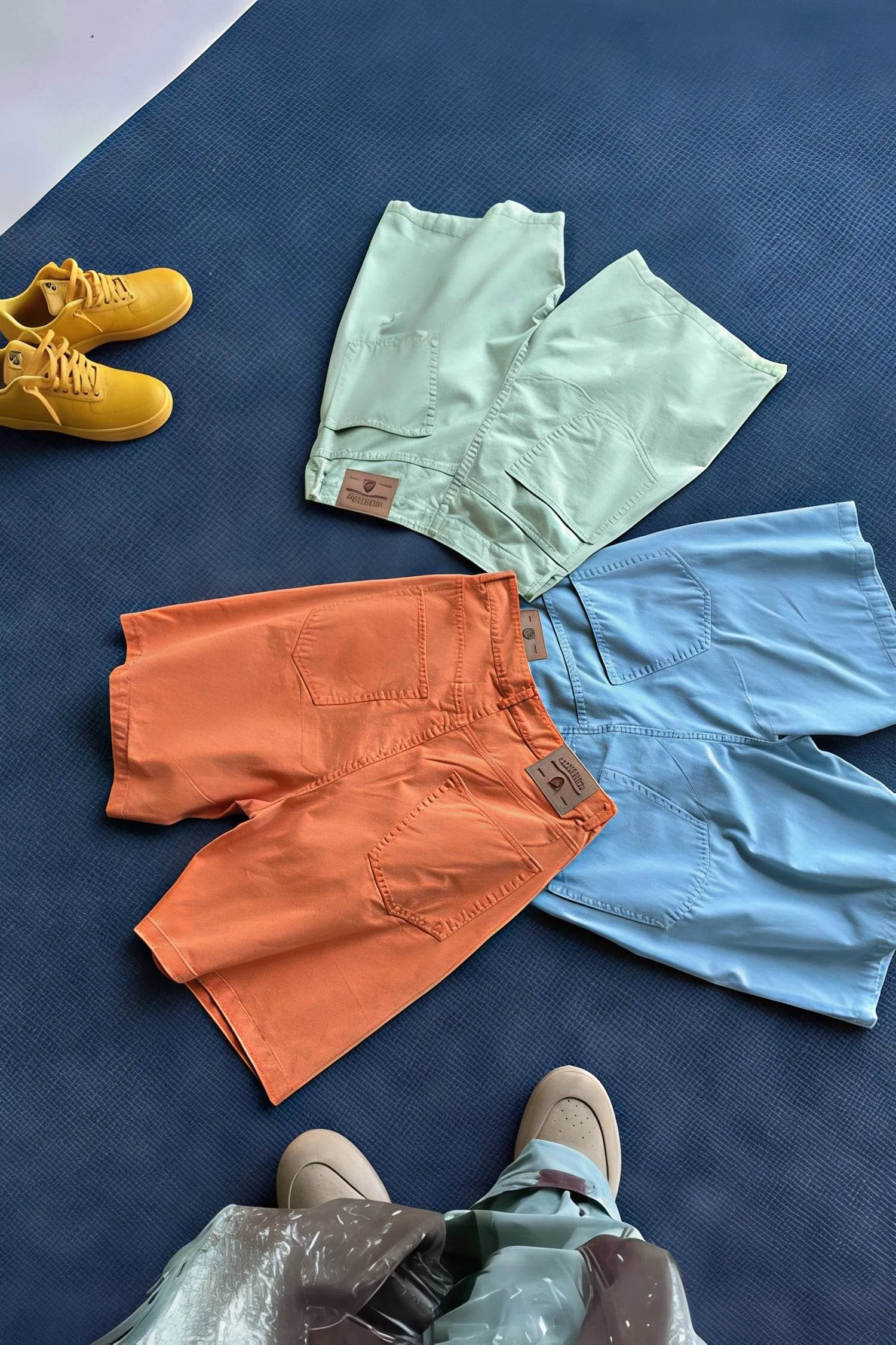 Men's Washed Canvas Shorts - Summer Solid Pastel Colors