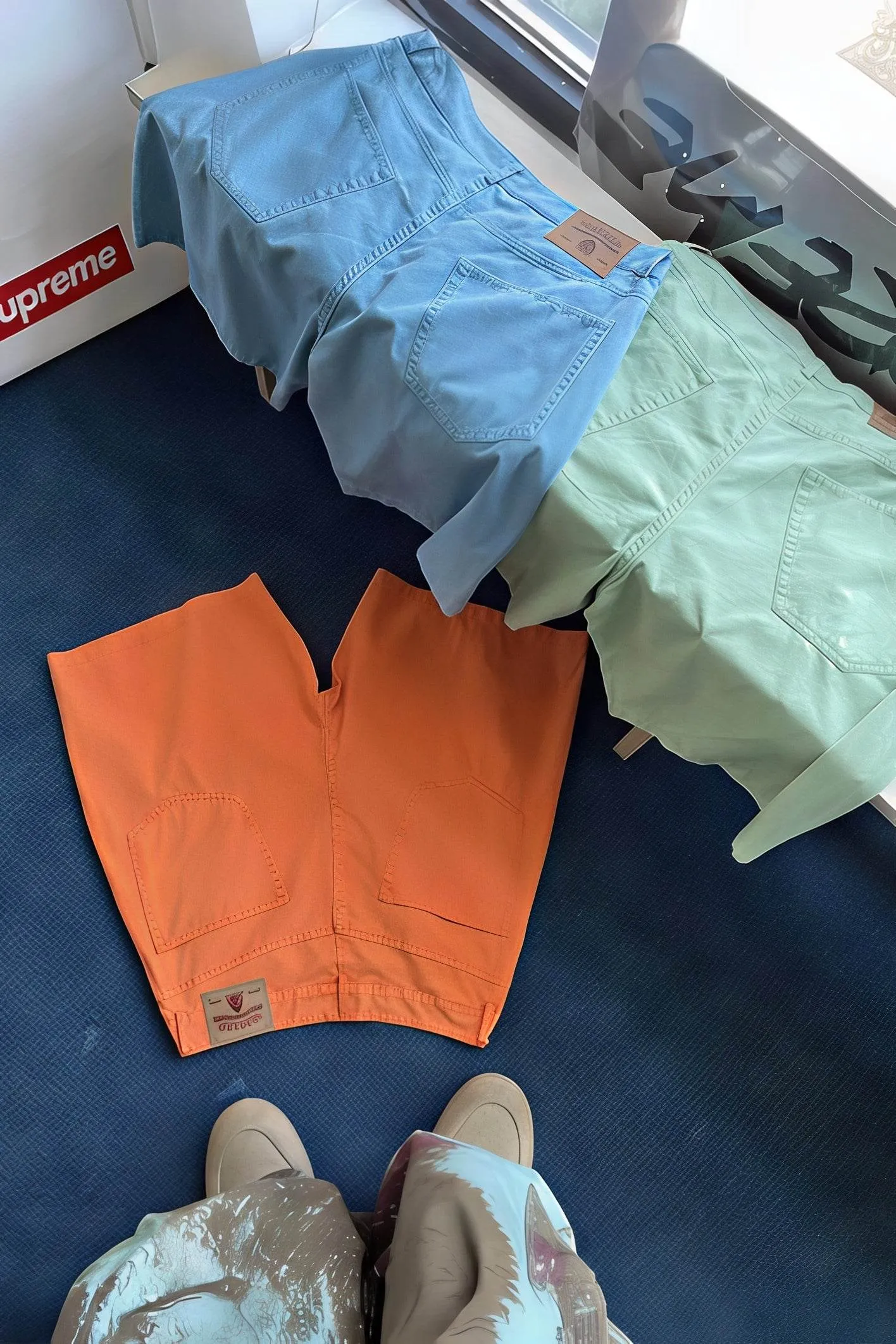 Men's Washed Canvas Shorts - Summer Solid Pastel Colors