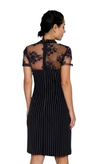 MESH INSERT STRIP DRESS