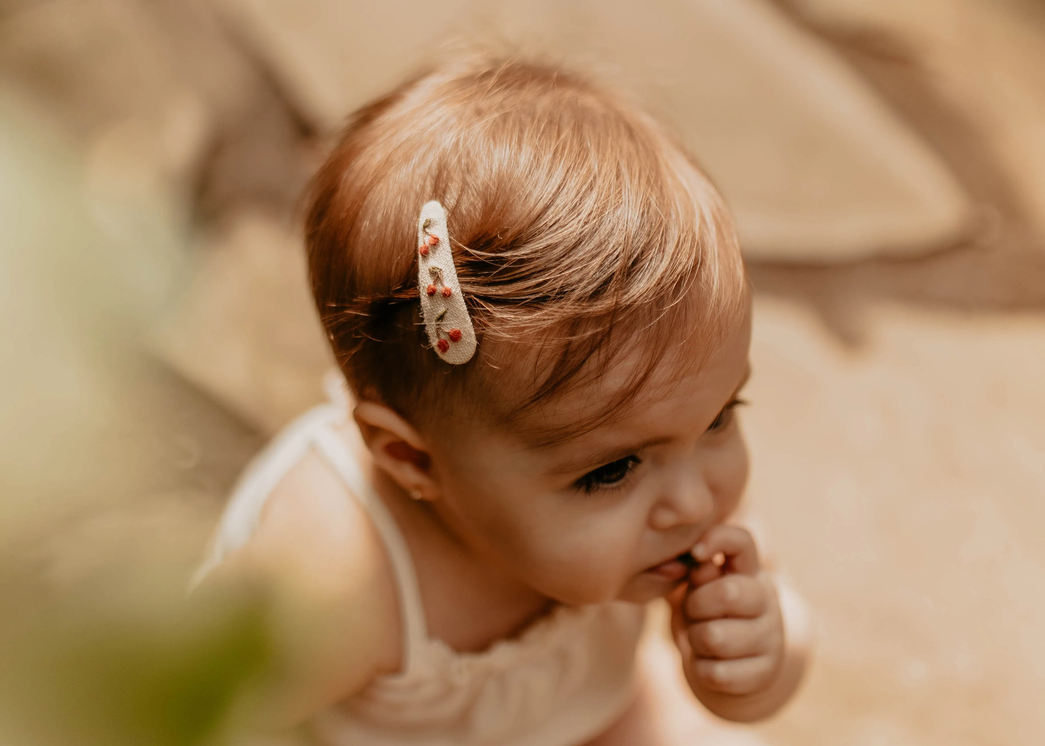 Mini Cherry Embroidered Clips