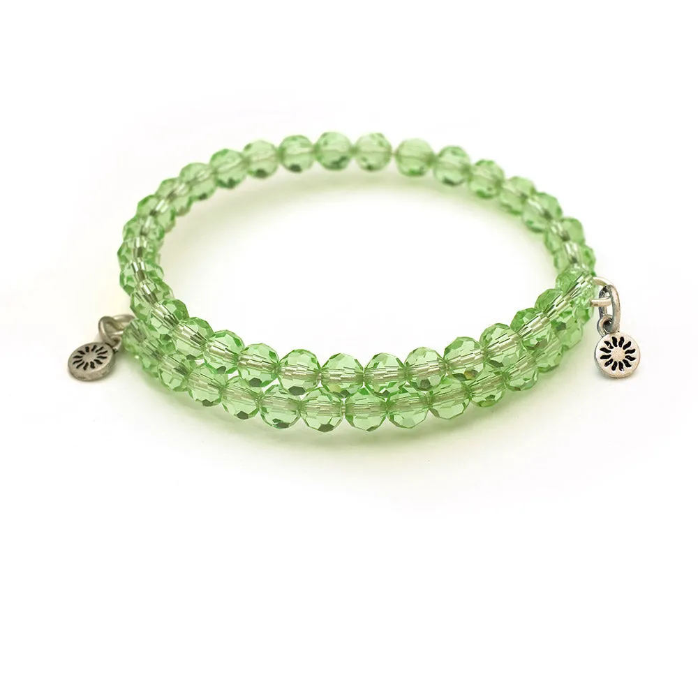 Mint Crystal, Cufflet Antique Silver Color Finish