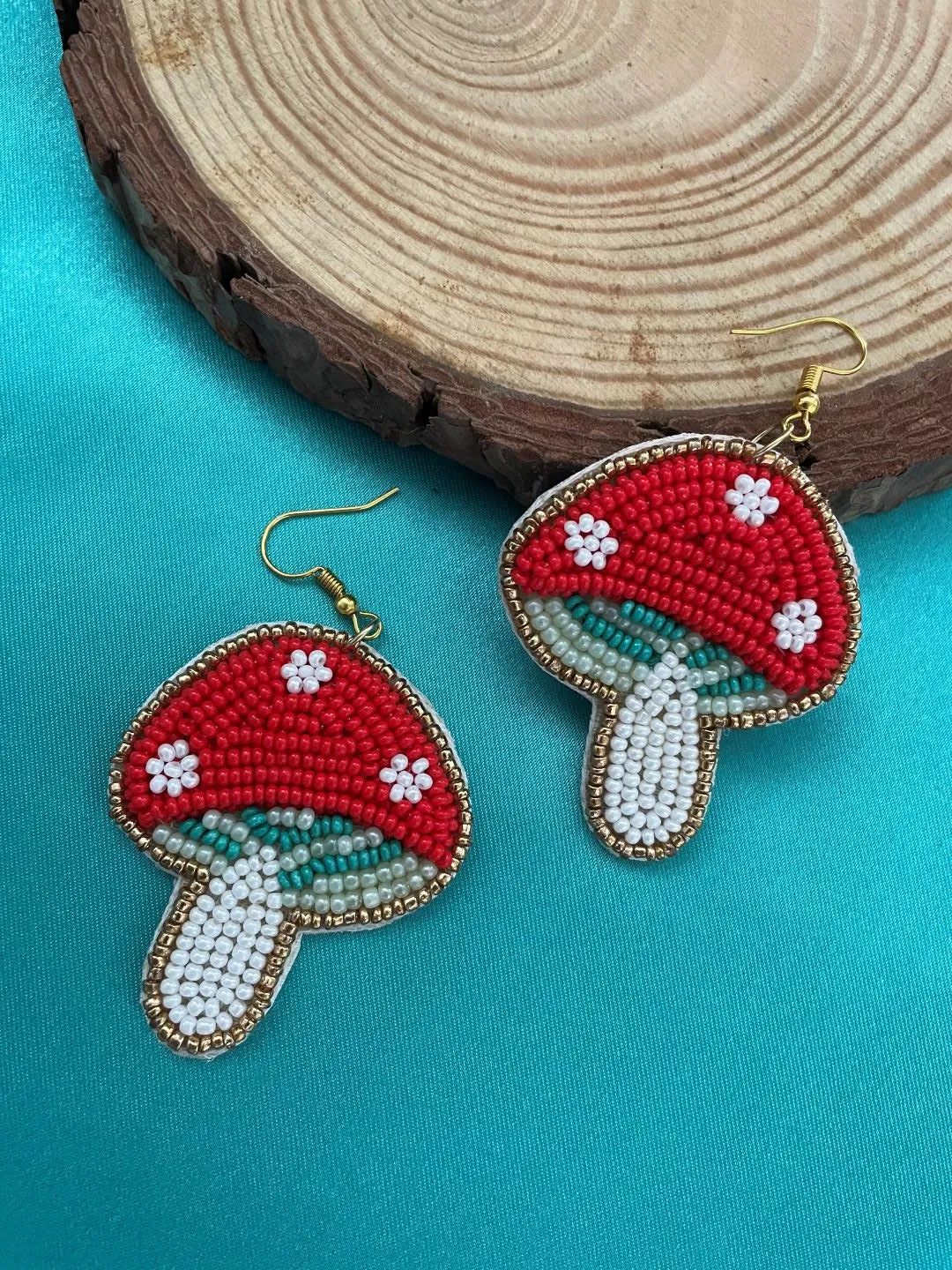 Mushroom  Beaded Earrings