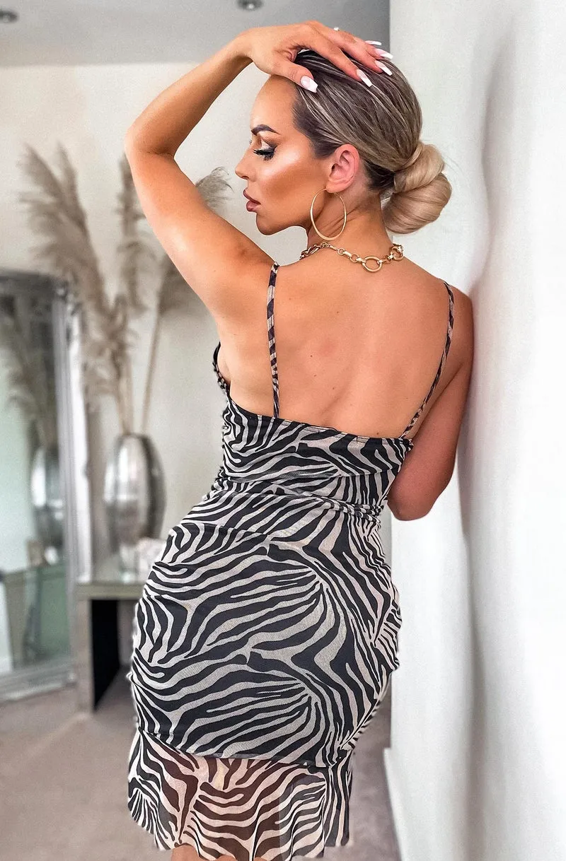 Nancie Animal Print Mesh Insert Dress