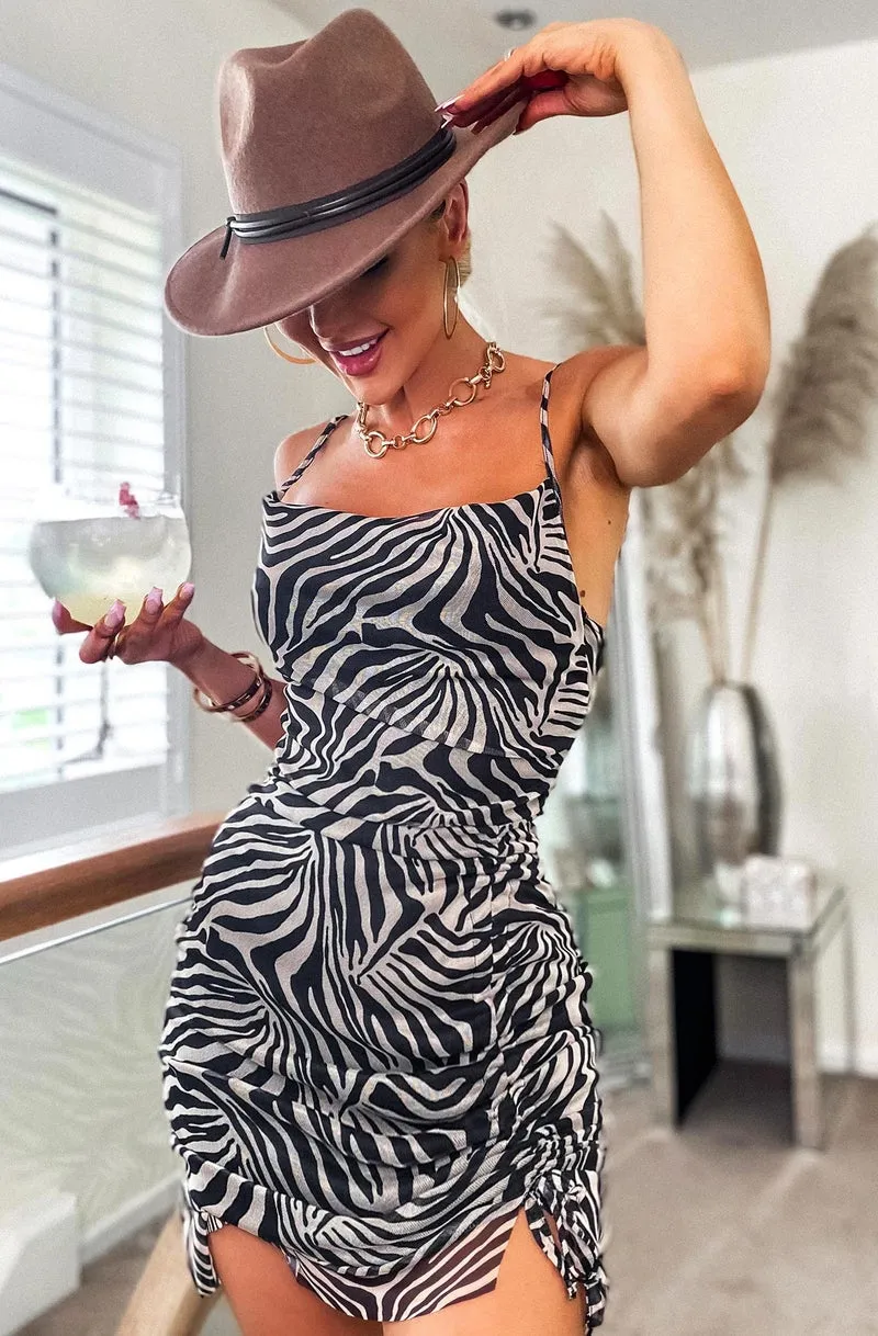 Nancie Animal Print Mesh Insert Dress