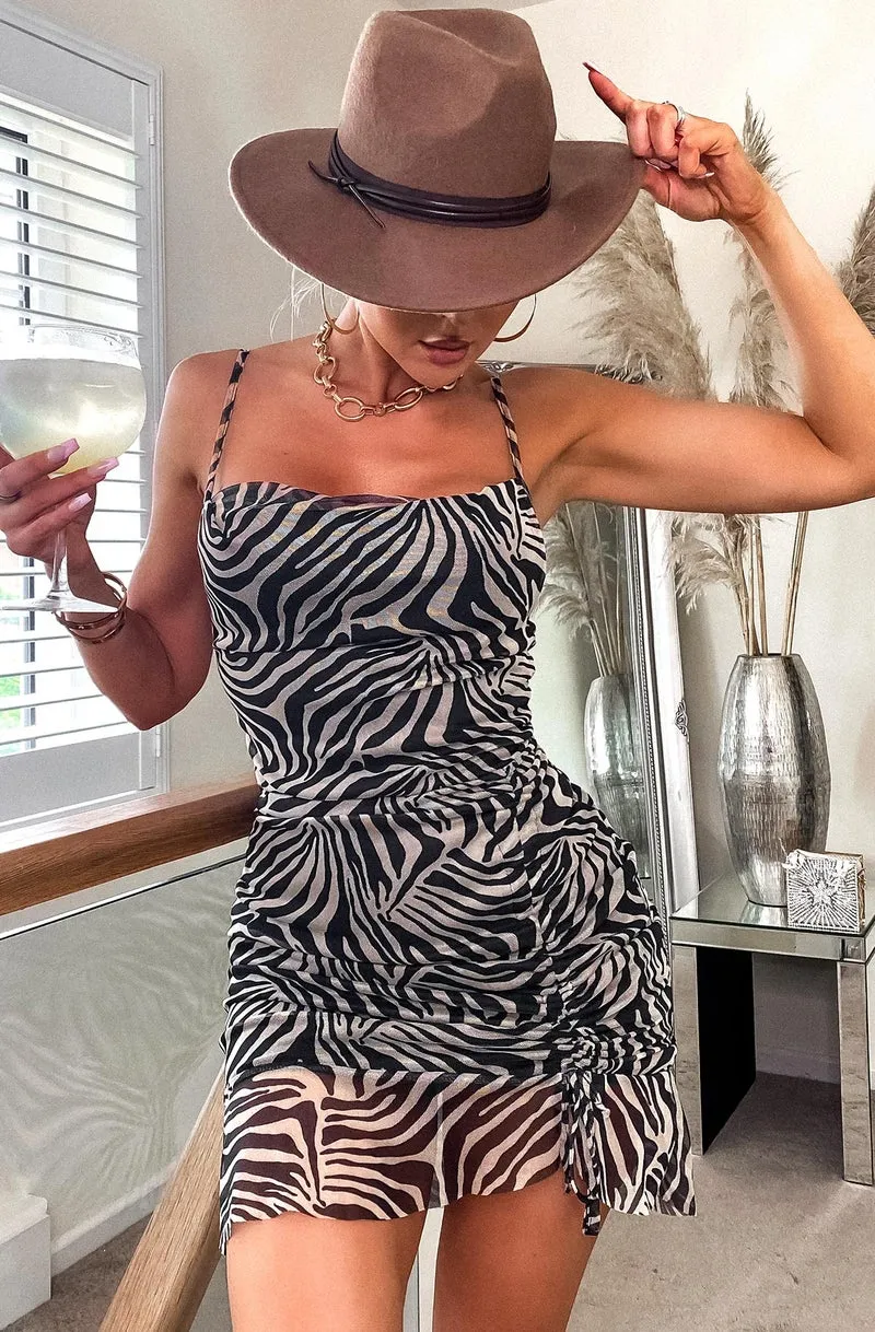 Nancie Animal Print Mesh Insert Dress