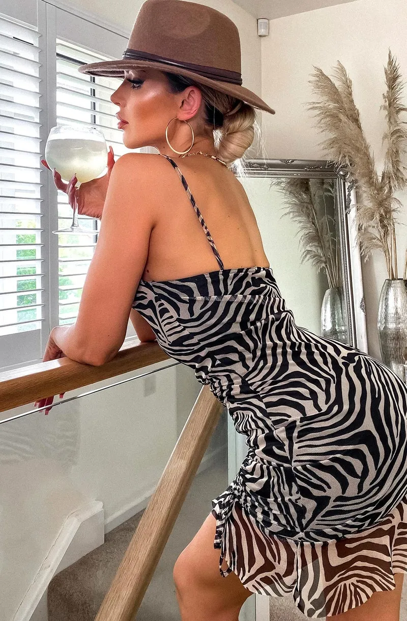 Nancie Animal Print Mesh Insert Dress