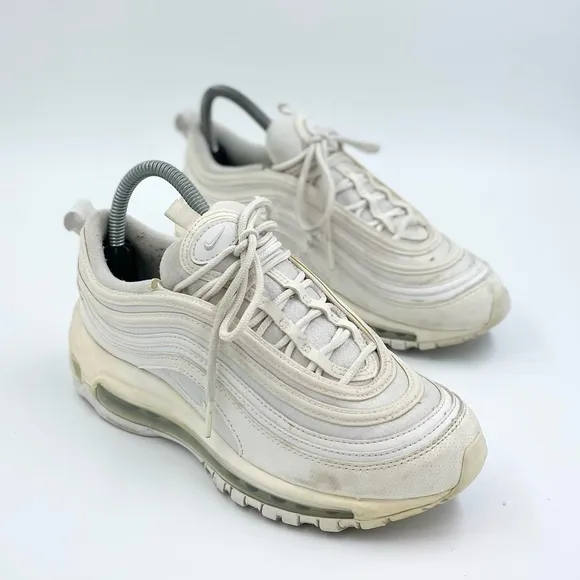 Nike Air Max 97 GS Triple White Sneakers 921522-104 Youth  Size 6Y
